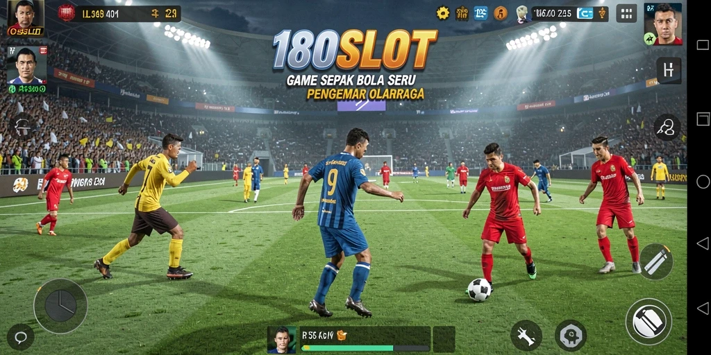 Gameplay seru dalam <strong>180SLOT</strong> yang memperlihatkan aksi sepak bola.