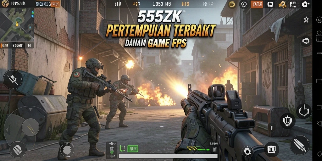 Screenshot gameplay 555ZK menampilkan aksi tembak-menembak yang menegangkan.