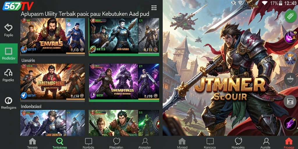 Tampilan antarmuka utama aplikasi 567TV yang user-friendly.