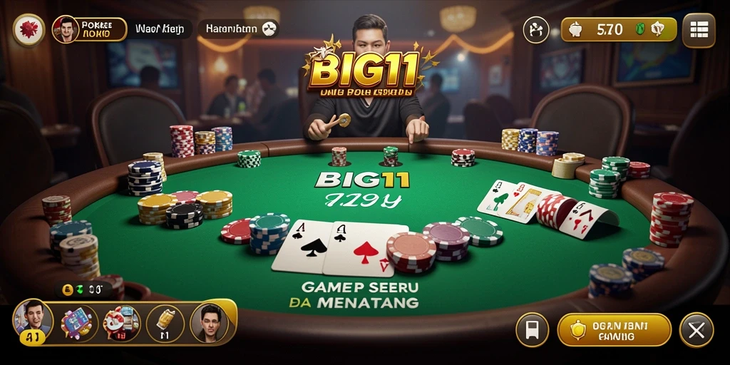 Tampilan gameplay Poker yang seru di BIG11.