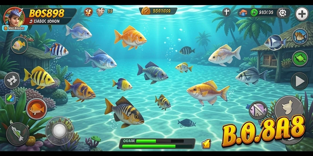 Tampilan gameplay <strong>BOS898</strong> yang seru saat menembak ikan.