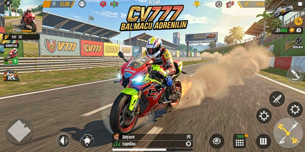 Tampilan gameplay seru dari game balapan motor CV777
