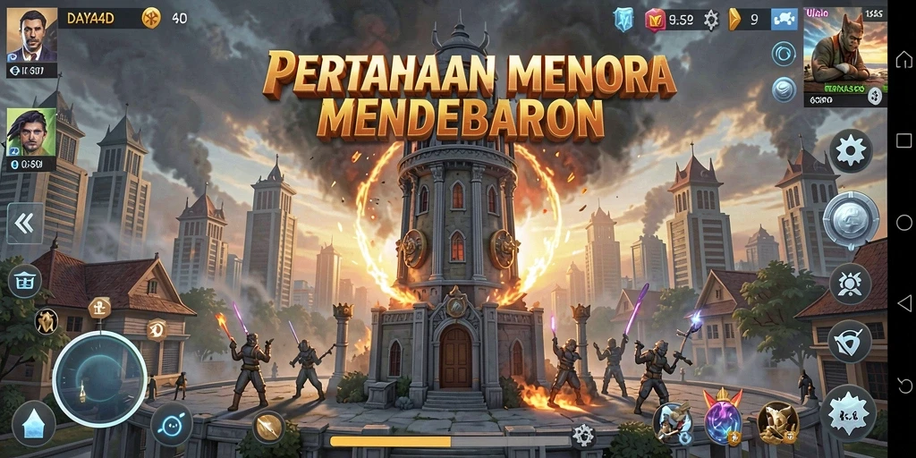 Gambaran gameplay intens dalam pertahanan menara DAYA4D.