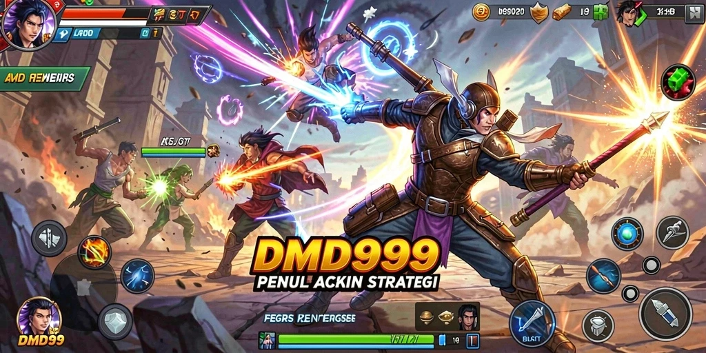 Screenshot DMD999 menampilkan aksi pertarungan yang intens dan dinamis.