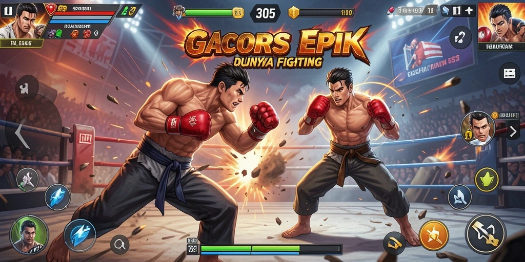 Screenshot GACOR305 dengan aksi pertarungan yang intens dan grafis menawan.
