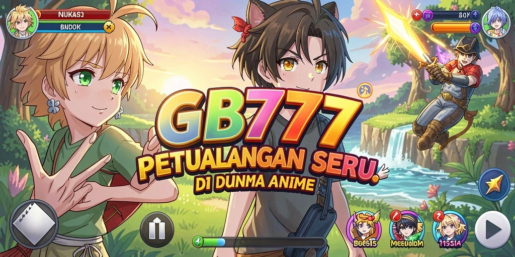 Tampilan gameplay GB777 yang penuh aksi dan karakter anime.