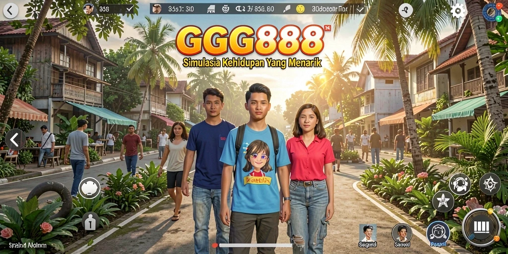 Tampilan gameplay GGG888 menunjukkan dunia yang penuh warna dan interaktif.