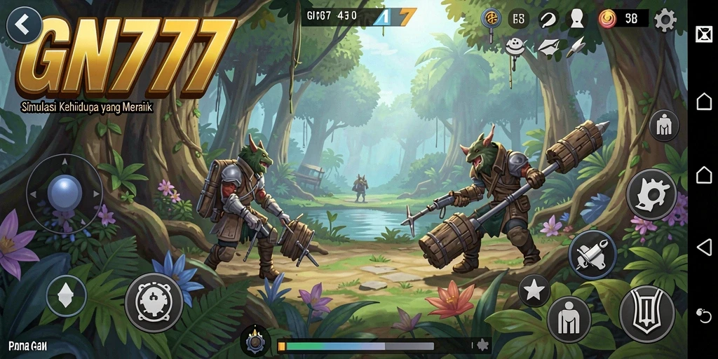 Screenshot gameplay GN777 menampilkan interaksi karakter dalam simulasi kehidupan.