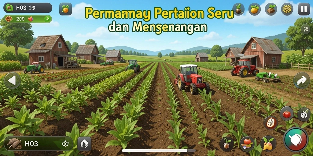 Screenshot H03 menampilkan kebun indah dengan beragam tanaman yang subur.