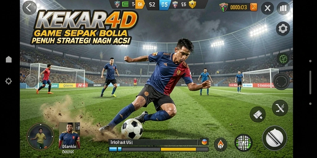Tampilan gameplay seru dan mendebarkan dari game sepak bola KEKAR4D.