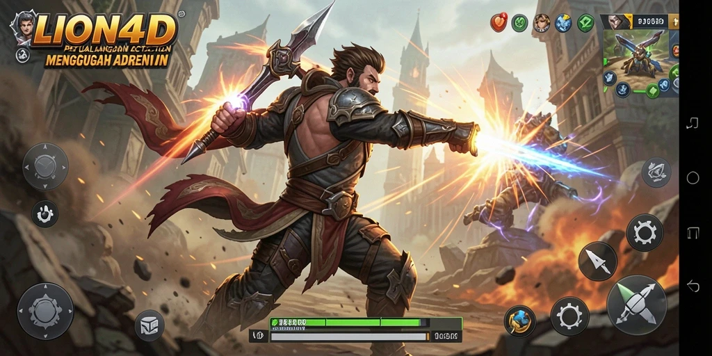 Tampilan gameplay menegangkan di LION4D dengan aksi yang cepat.