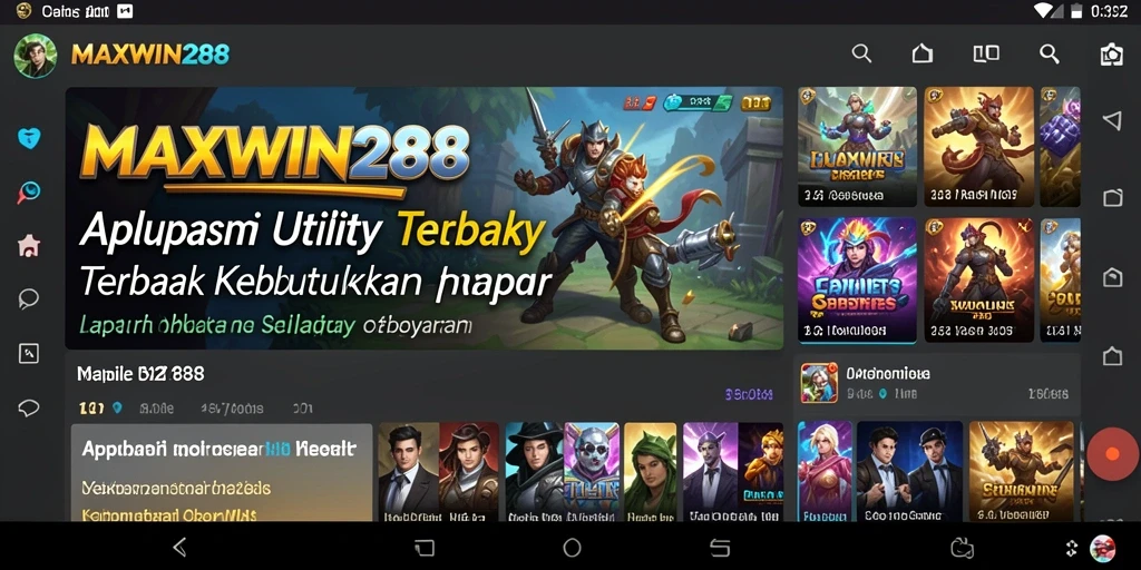 Tampilan antarmuka aplikasi Utility MAXWIN288 yang modern dan fungsional.