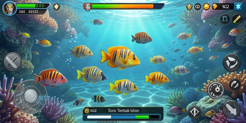 Tangkapan layar gameplay N32 menampilkan aksi seru Tembak Ikan.