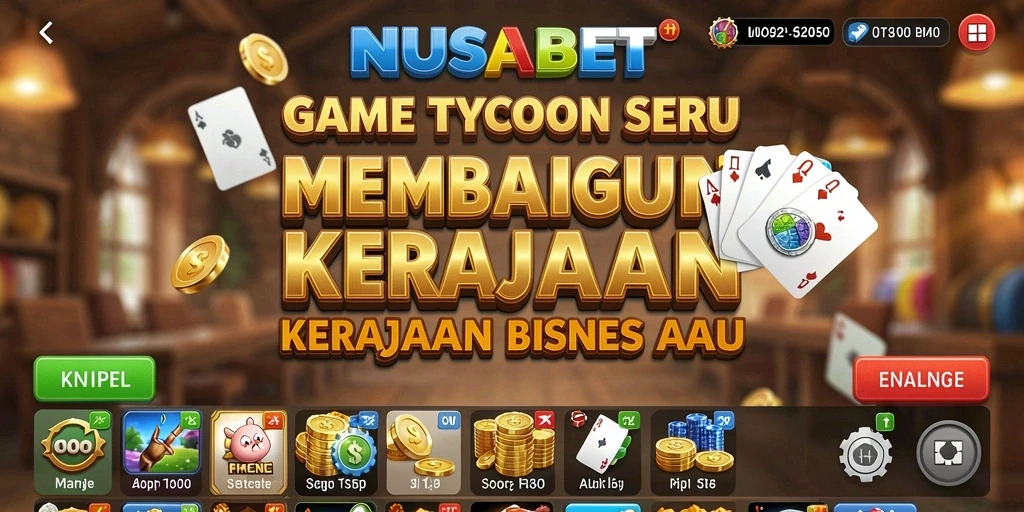 Screenshot gameplay NUSABET menampilkan momen seru dalam membangun kerajaan bisnis.