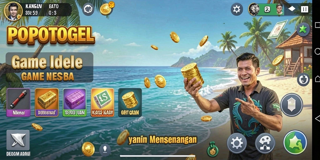 Tangkapan layar utama <strong>POPOTOGEL</strong> menunjukkan gameplay santai dan karakter lucu yang bekerja.