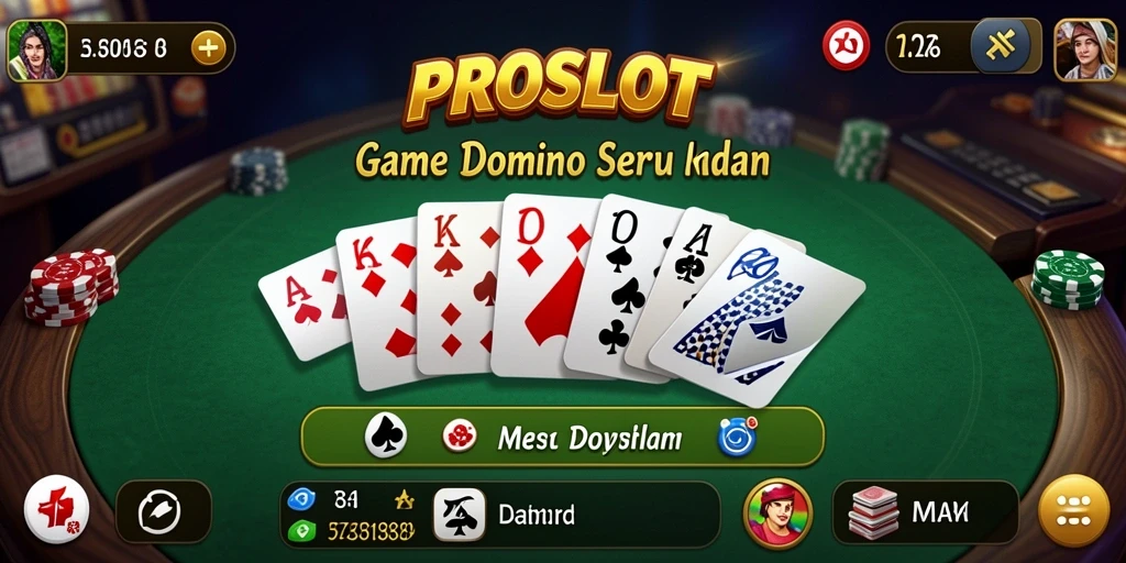 Tampilan gameplay seru dari game Domino PROSLOT yang memikat.