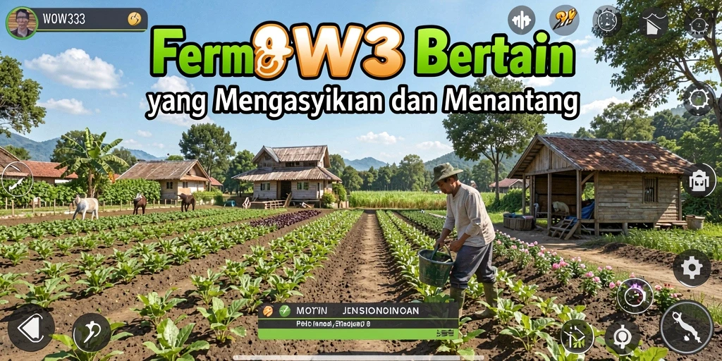 Screenshot permainan WOW33 menampilkan aktivitas bertani yang realistis.