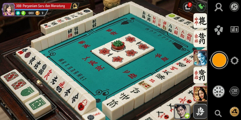 Screenshot gameplay X88 menampilkan serunya permainan Mahjong.